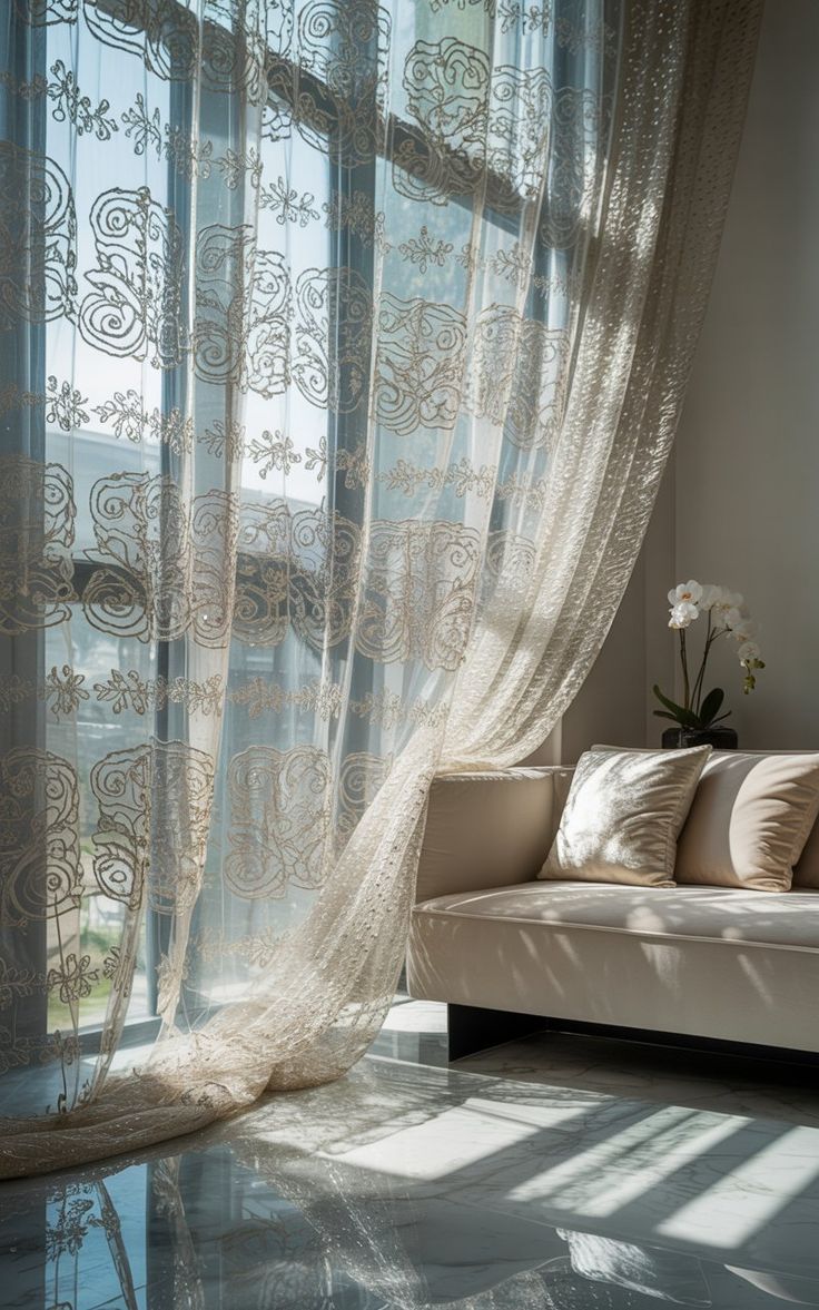 White Curtain Living Room