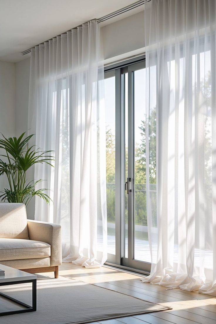 White Curtains Living Room