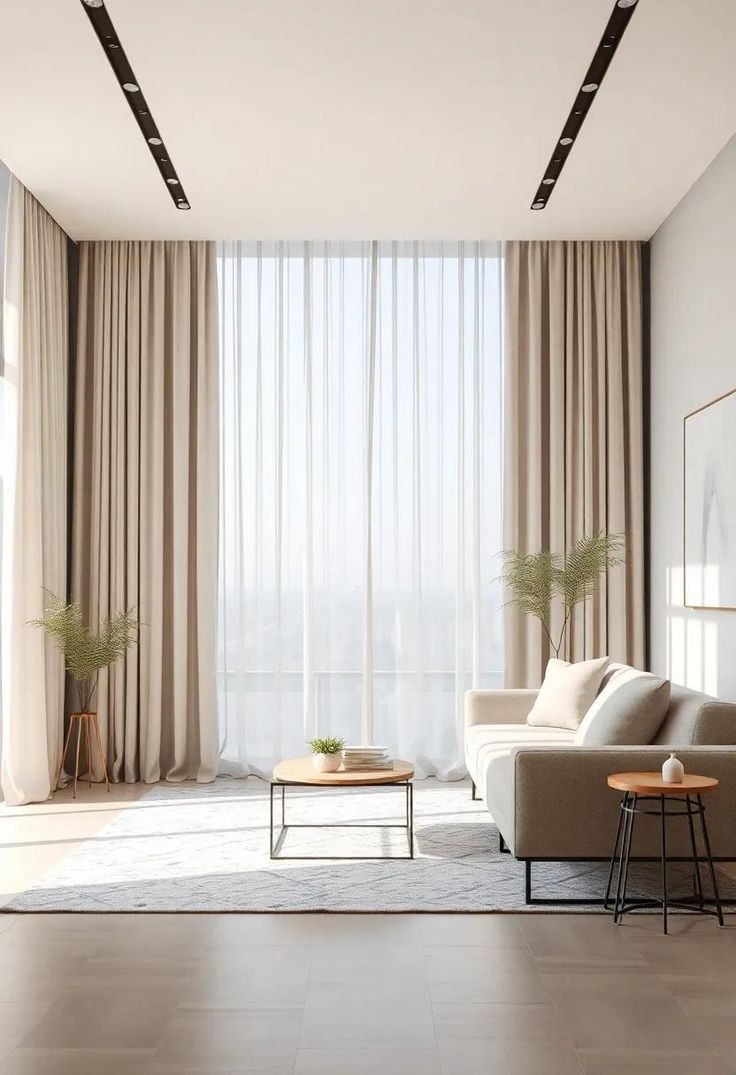White Curtains Living Room