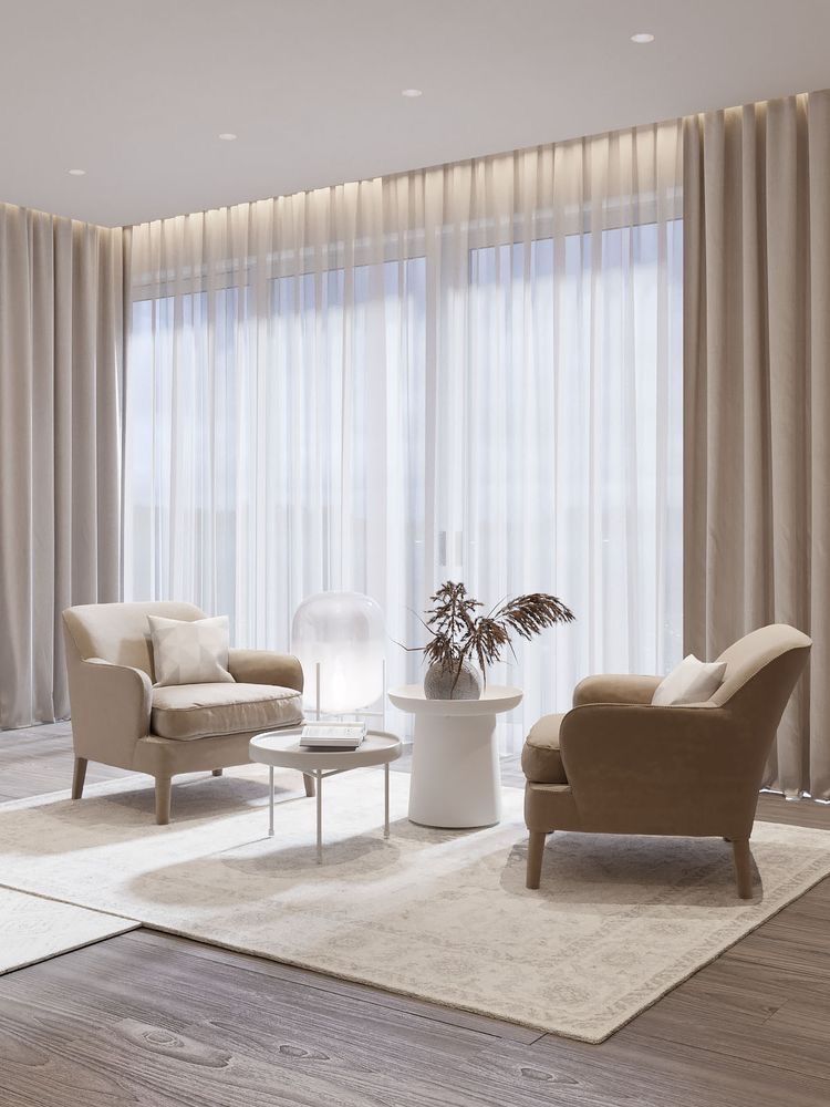 White Curtains Living Room