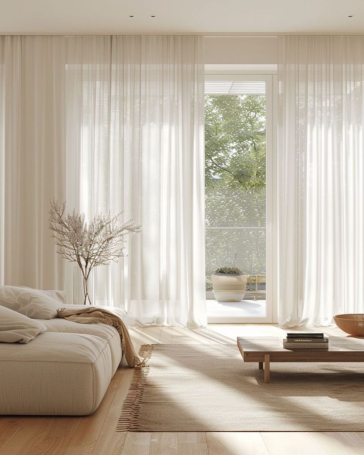White Curtains Living Room