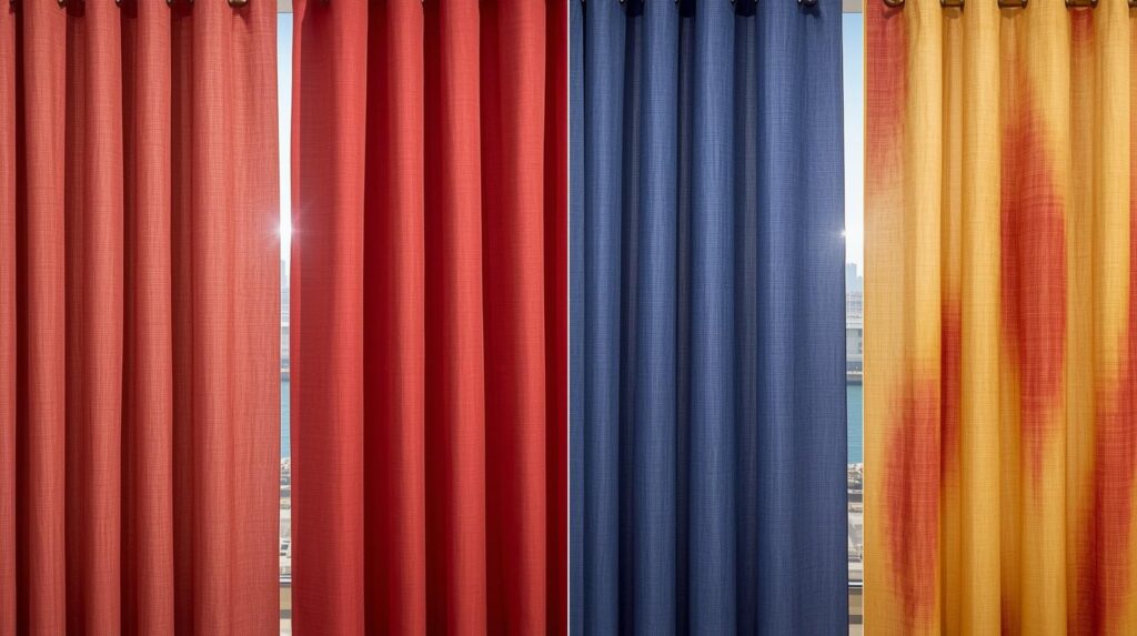showing two curtain panels from the same fabric