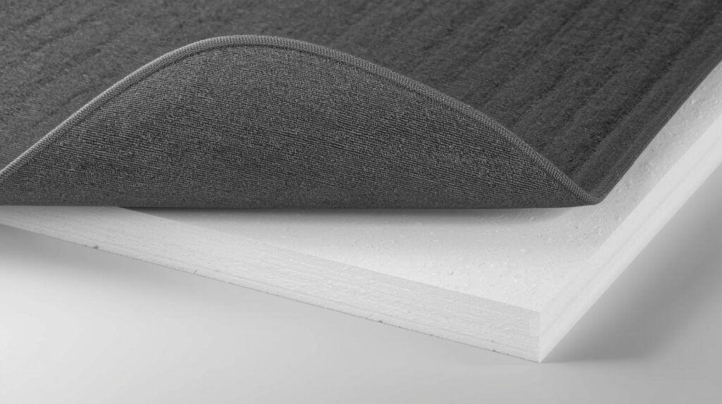 showing the three-layer construction of a thermal blackout curtain