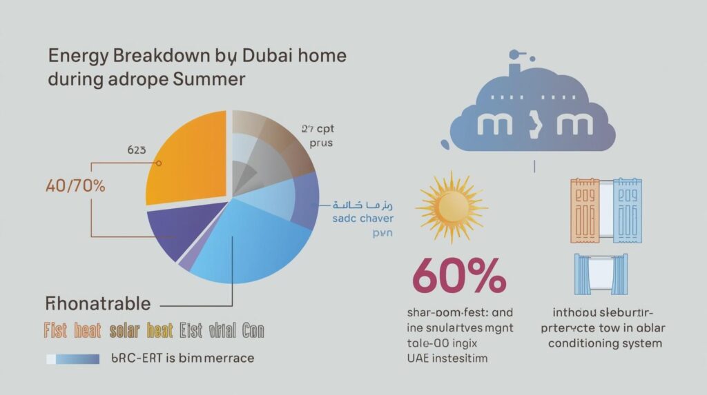 showing the energy breakdown of a Dubai home in summer