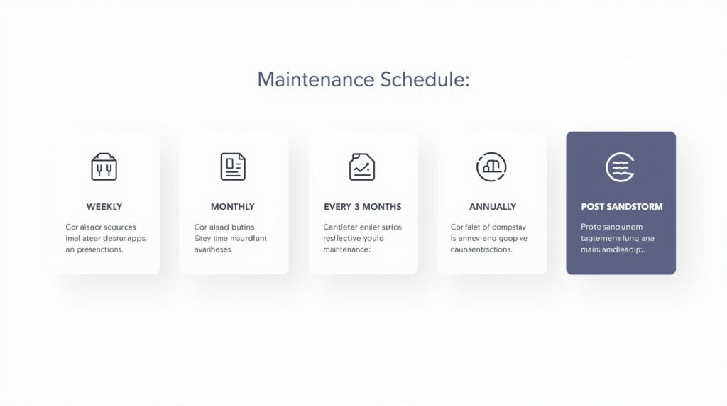 clean visual calendar or timeline graphic showing the four maintenance intervals