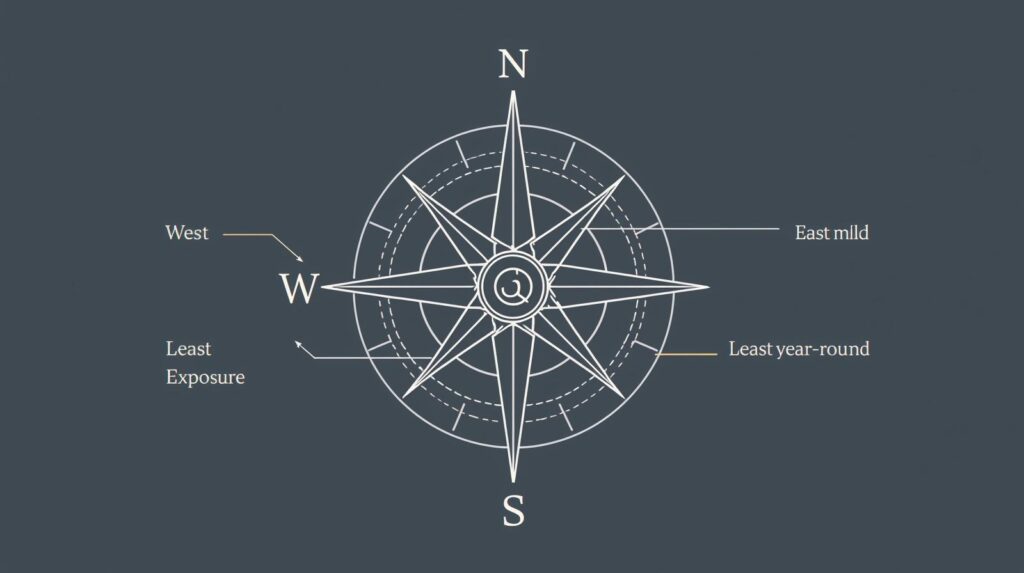 showing a Dubai apartment layout with each window direction labeled