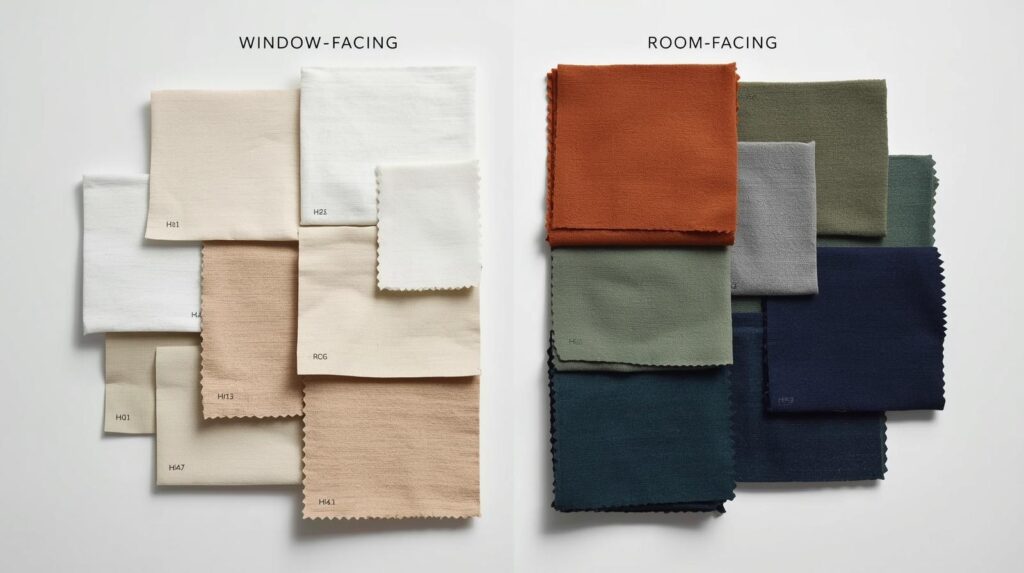 showing fabric swatches arranged in two groups